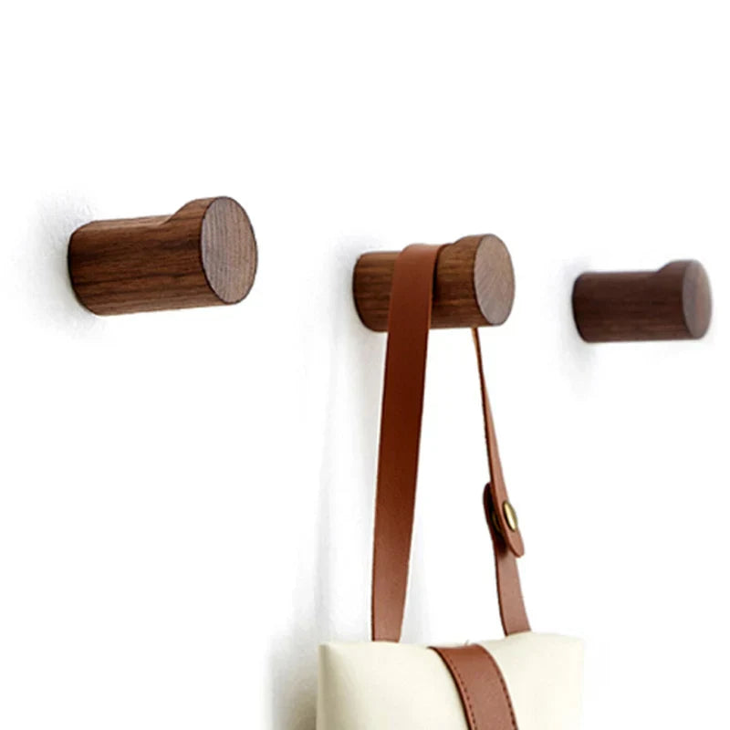 Minimalist Solid Beech & Black Walnut Wall Hook (Single Hook)