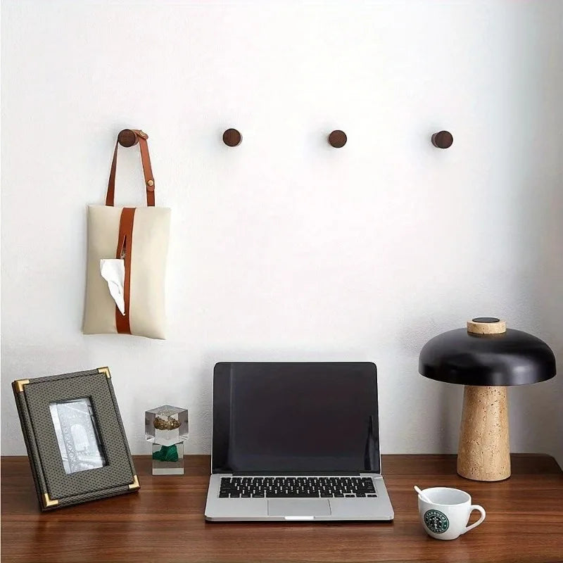Minimalist Solid Beech & Walnut Wall Hooks (Set of 4)