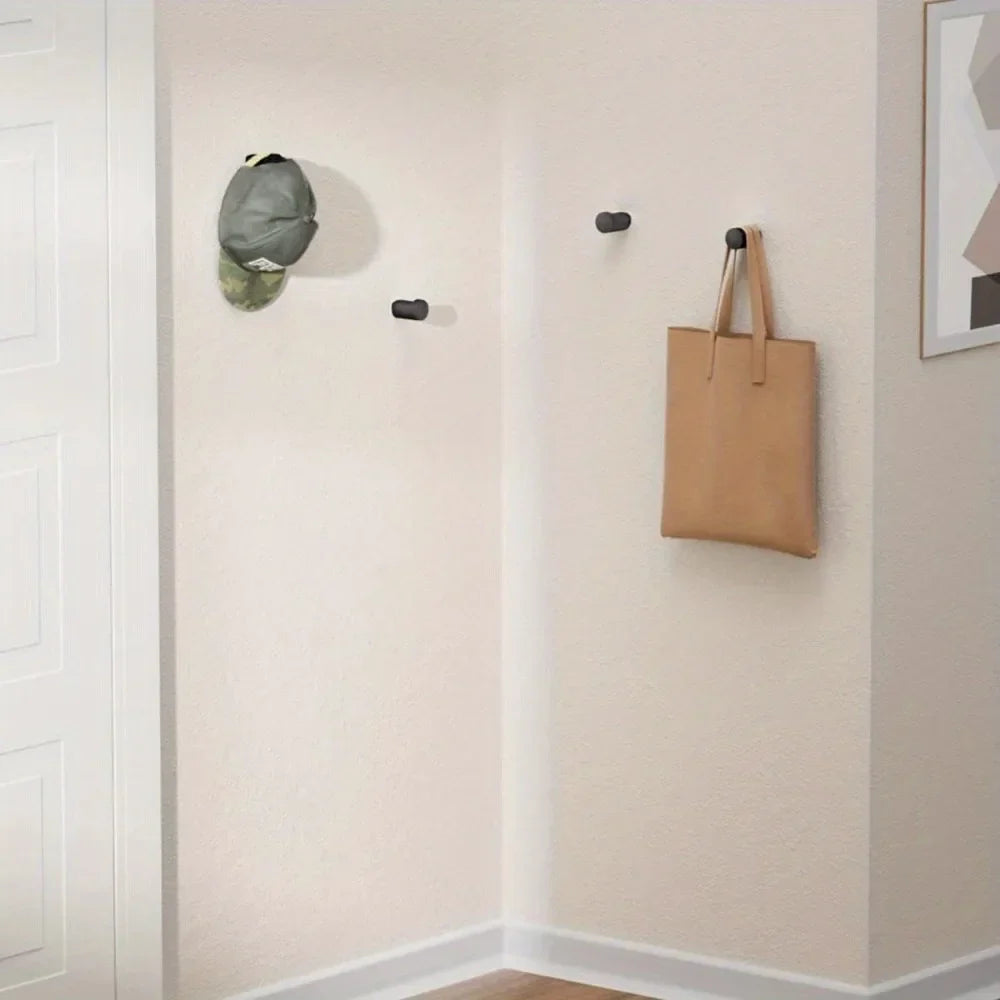 Minimalist Solid Beech & Walnut Wall Hooks (Set of 4)