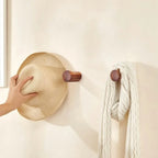Minimalist Solid Beech & Walnut Wall Hooks (Set of 4)