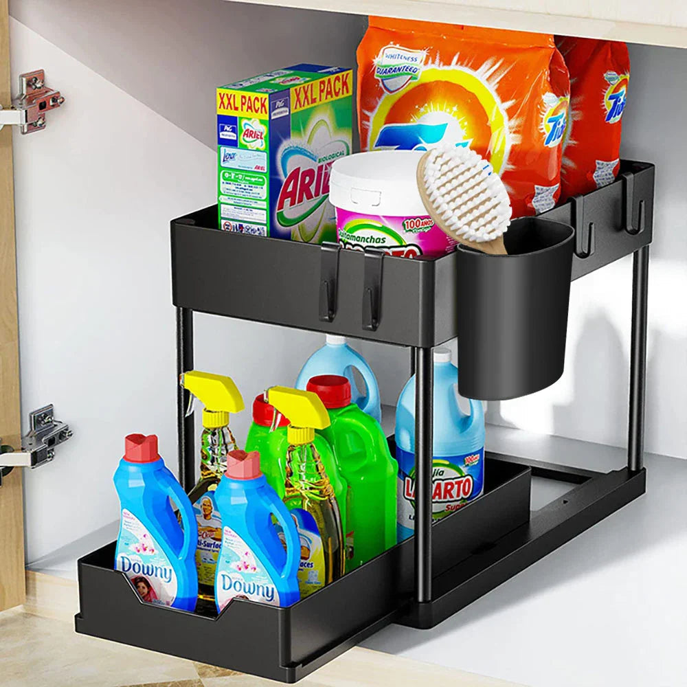 Moisture-Resistant ABS Pull-Out Under-Sink Organizer (2-Tier)