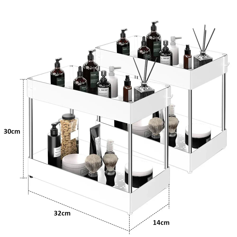 Moisture-Resistant ABS Pull-Out Under-Sink Organizer (2-Tier)