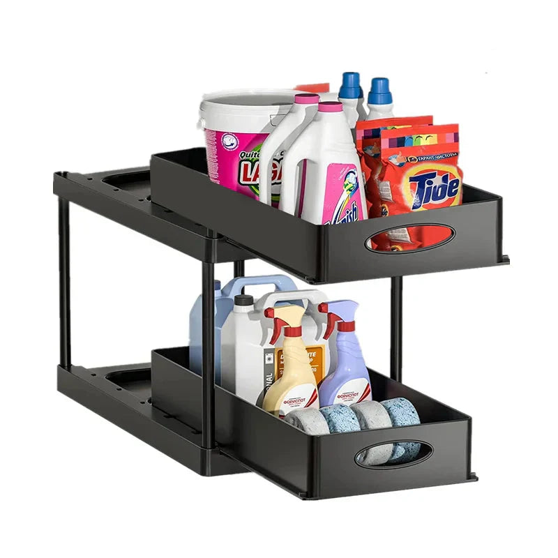 Moisture-Resistant ABS Pull-Out Under-Sink Organizer (2-Tier)