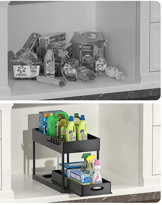 Moisture-Resistant ABS Pull-Out Under-Sink Organizer (2-Tier)