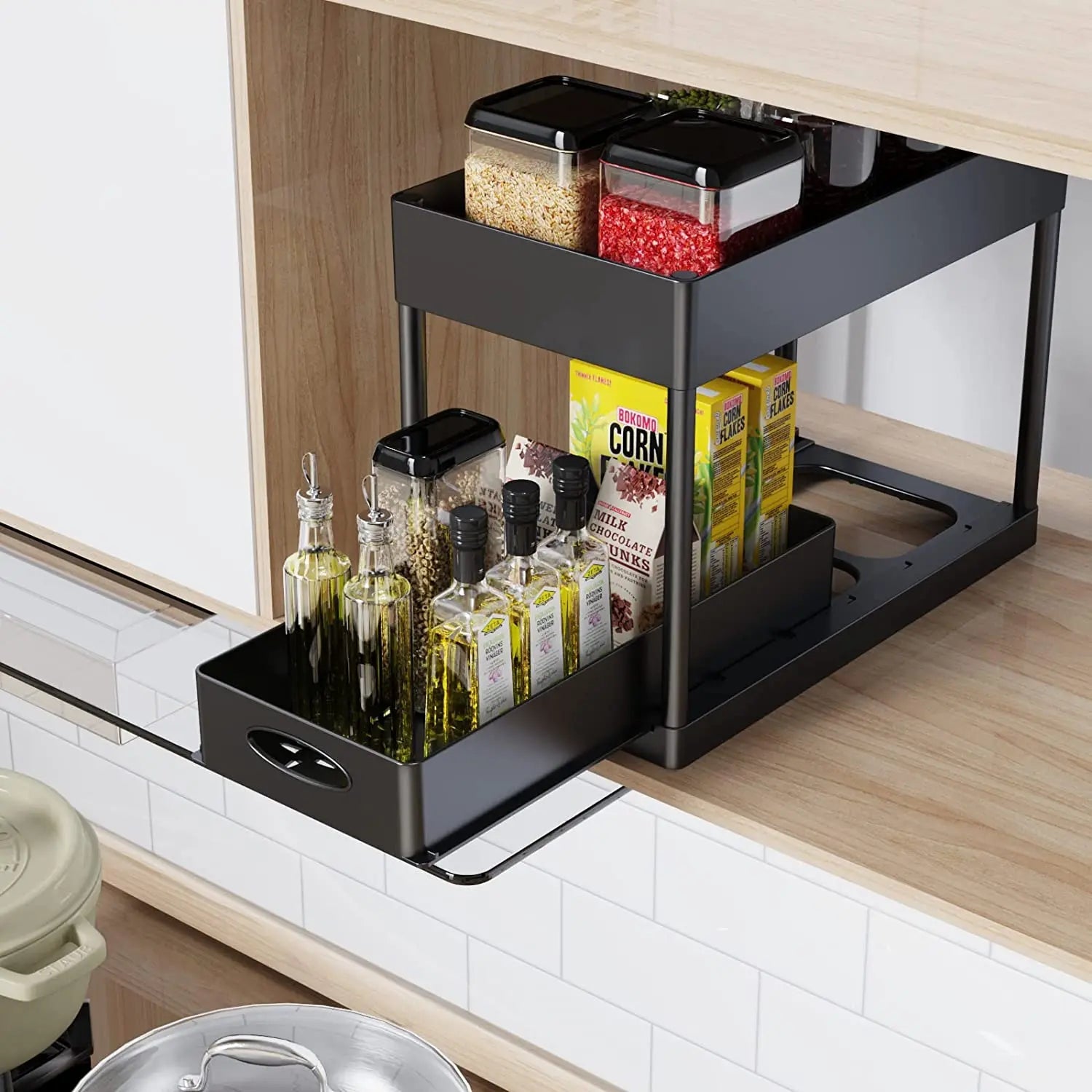 Moisture-Resistant ABS Pull-Out Under-Sink Organizer (2-Tier)