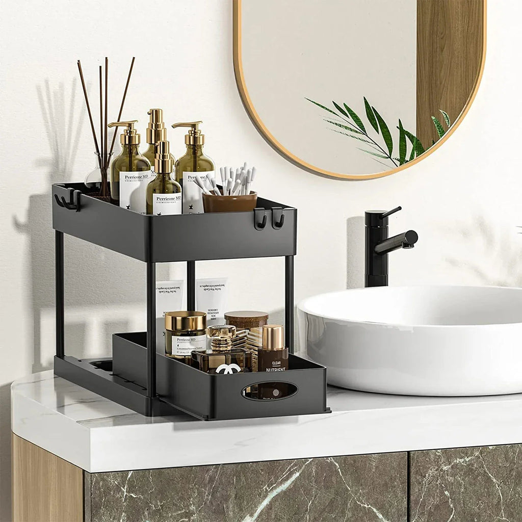 Moisture-Resistant ABS Pull-Out Under-Sink Organizer (2-Tier)