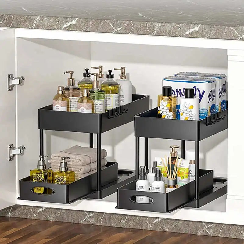Moisture-Resistant ABS Pull-Out Under-Sink Organizer (2-Tier)
