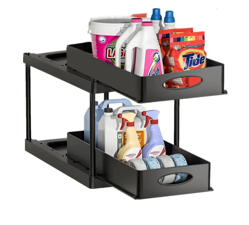 Moisture-Resistant ABS Pull-Out Under-Sink Organizer (With Hooks)