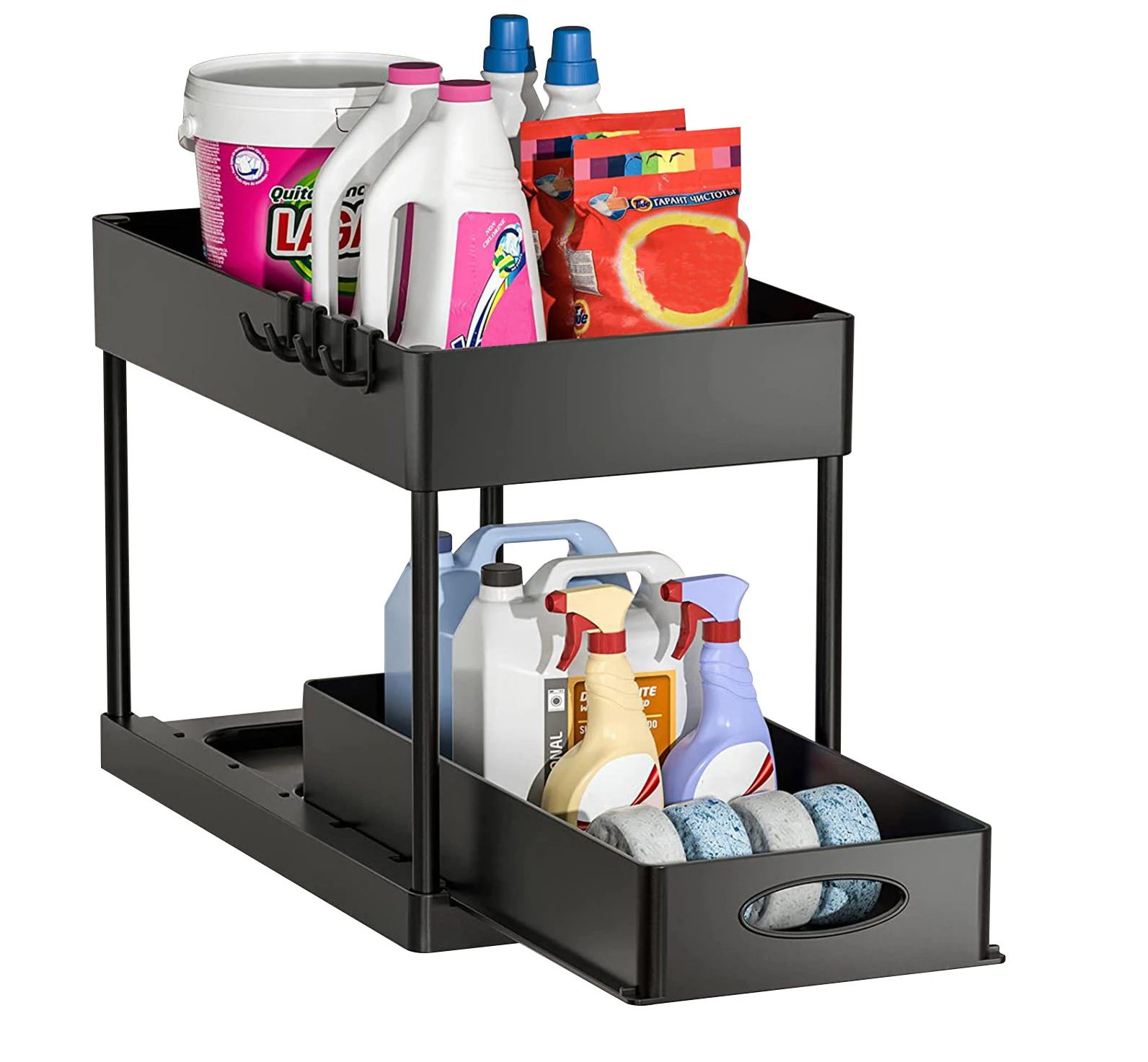Moisture-Resistant ABS Pull-Out Under-Sink Organizer (With Hooks)