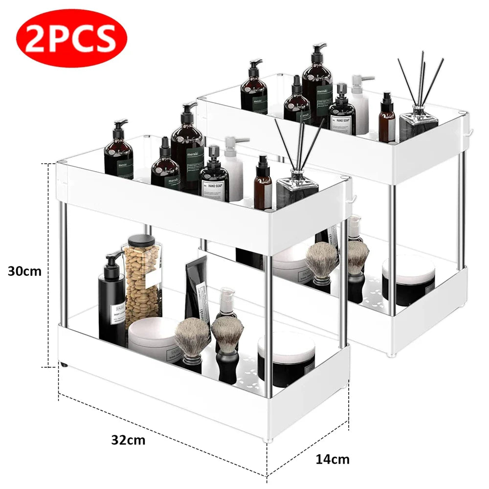 Moisture-Resistant ABS Pull-Out Under-Sink Organizer (With Hooks)
