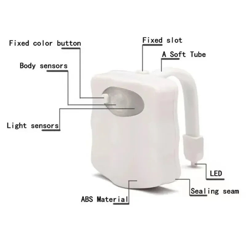 Motion-Activated & Battery-Powered RGB Toilet Night Light (8 or 16 Colors)