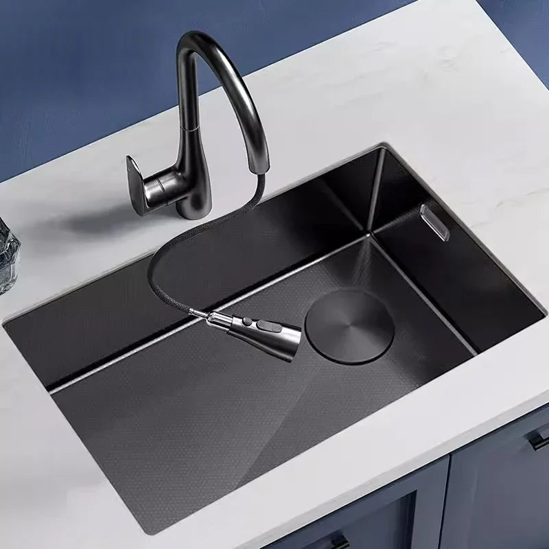 Nano-Etched Honeycomb Brushed Stainless Steel Undermount Sink (Large Single-Bowl)