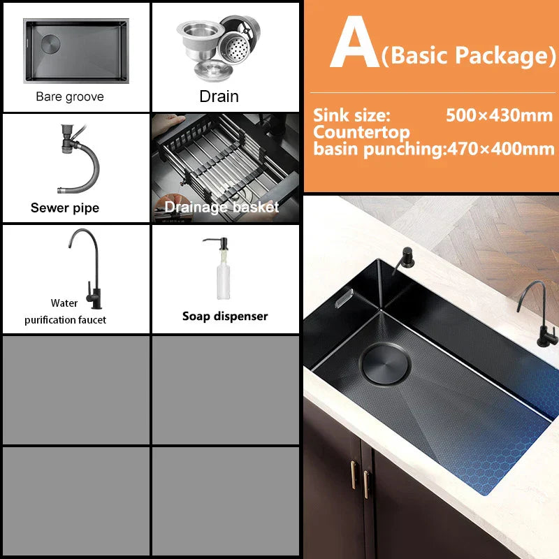 Nano-Etched Honeycomb Brushed Stainless Steel Undermount Sink (Large Single-Bowl)