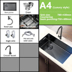 Nano-Etched Honeycomb Brushed Stainless Steel Undermount Sink (Large Single-Bowl)