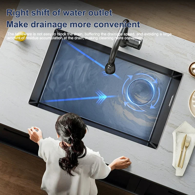 Nano-Etched Honeycomb Brushed Stainless Steel Undermount Sink (Large Single-Bowl)