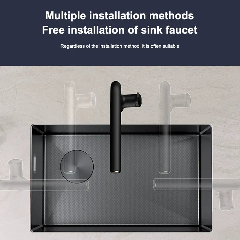 Nano-Etched Honeycomb Brushed Stainless Steel Undermount Sink (Large Single-Bowl)