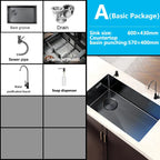 Nano-Etched Honeycomb Brushed Stainless Steel Undermount Sink (Large Single-Bowl)