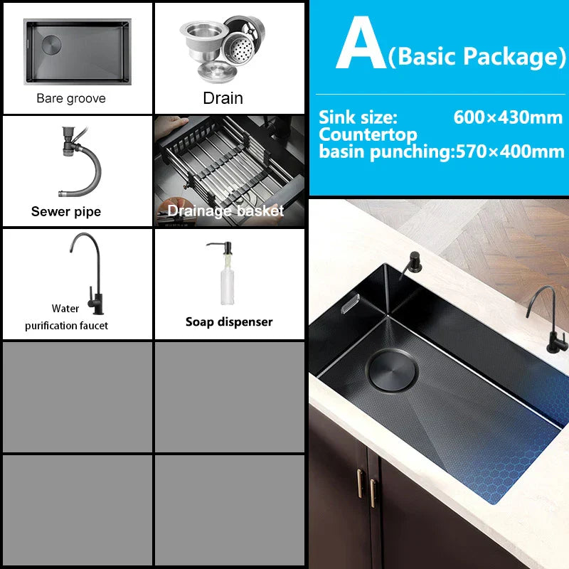 Nano-Etched Honeycomb Brushed Stainless Steel Undermount Sink (Large Single-Bowl)