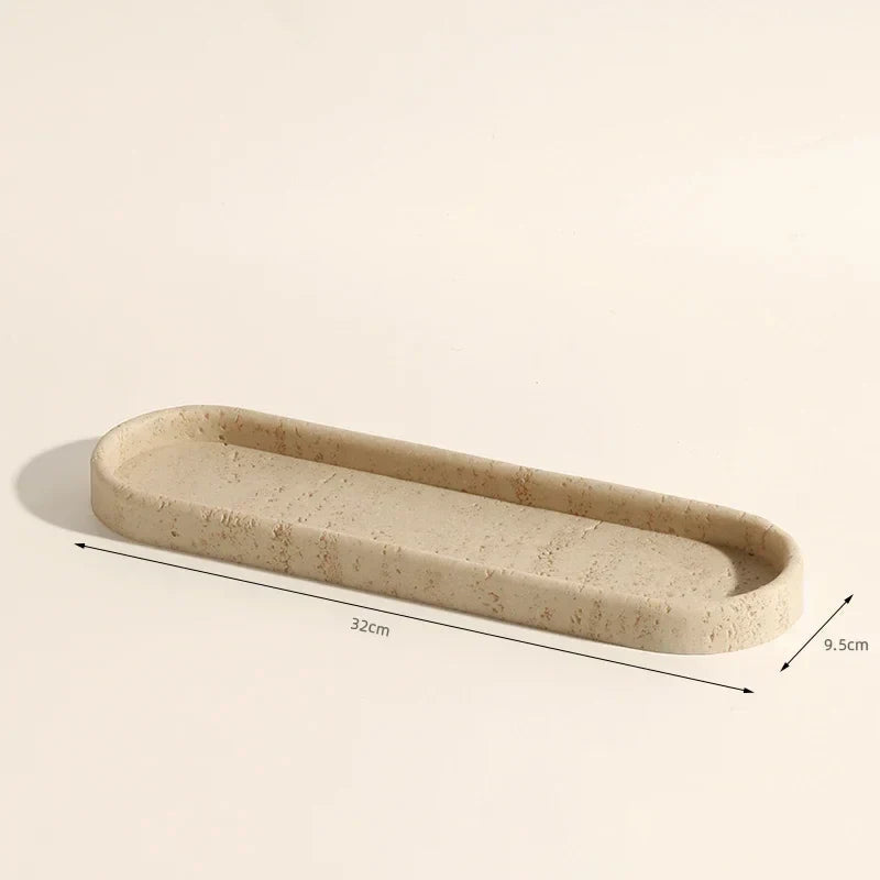 Natural Stone-Look Ceramic Bathroom Accessory Set (3-Piece)