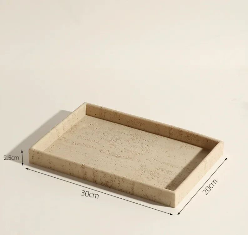 Natural Stone-Look Ceramic Bathroom Accessory Set (3-Piece)