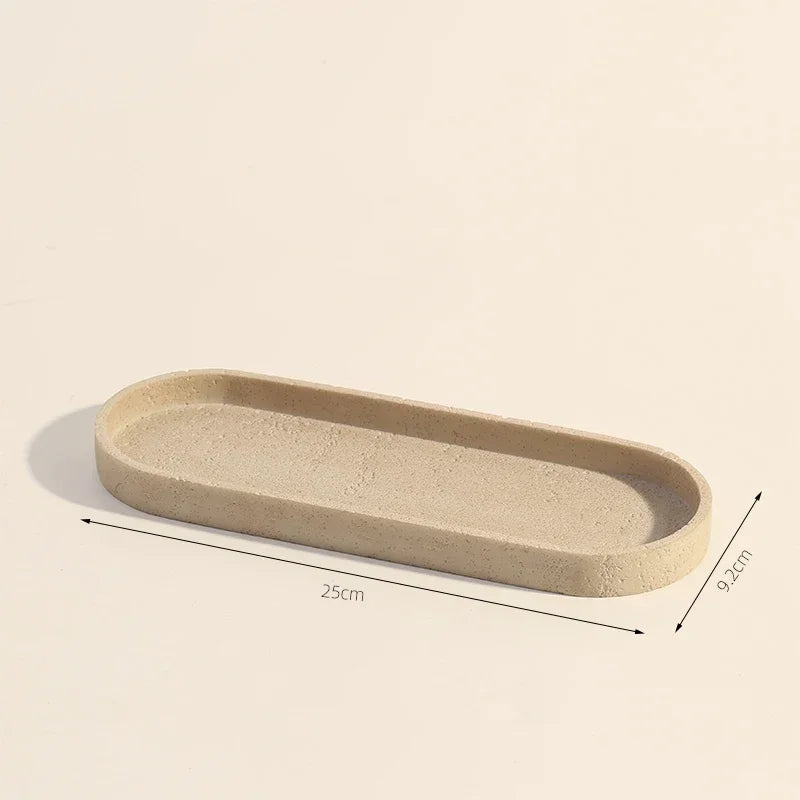 Natural Stone-Look Ceramic Bathroom Accessory Set (3-Piece)