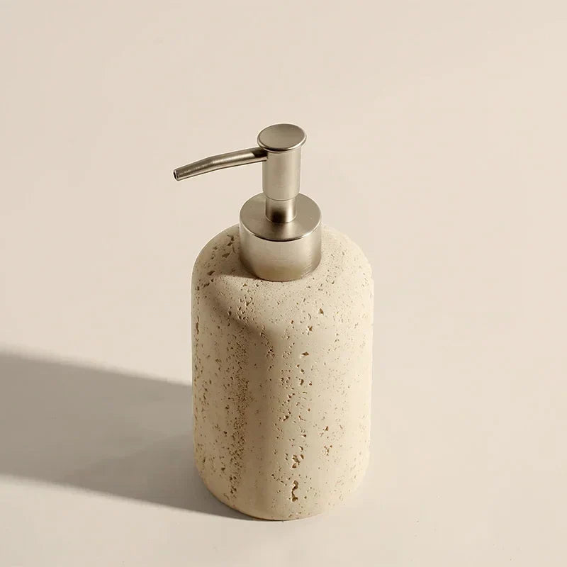 Natural Stone-Look Ceramic Bathroom Accessory Set (3-Piece)