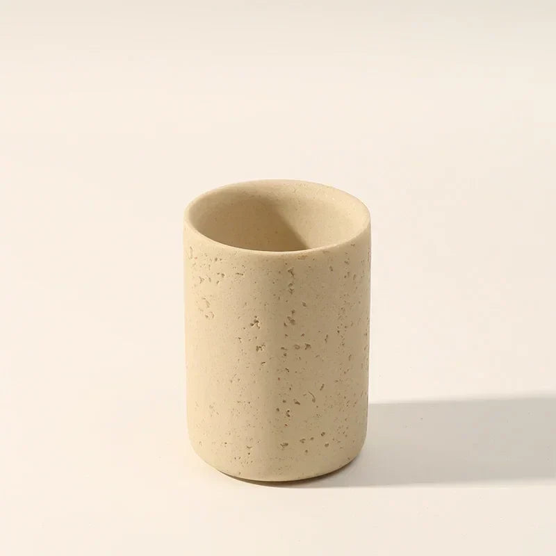 Natural Stone-Look Ceramic Bathroom Accessory Set (3-Piece)