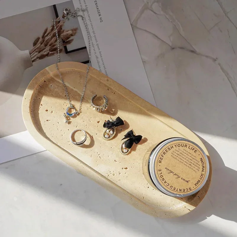 Natural Stone-Look Ceramic Bathroom Accessory Set (3-Piece)