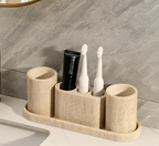 Natural Stone-Look Ceramic Bathroom Accessory Set (3-Piece)