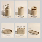 Natural Stone-Look Ceramic Bathroom Accessory Set (3-Piece)