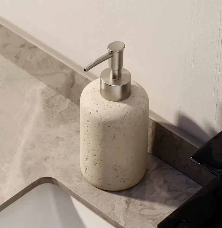 Natural Stone-Look Ceramic Bathroom Accessory Set (3-Piece)