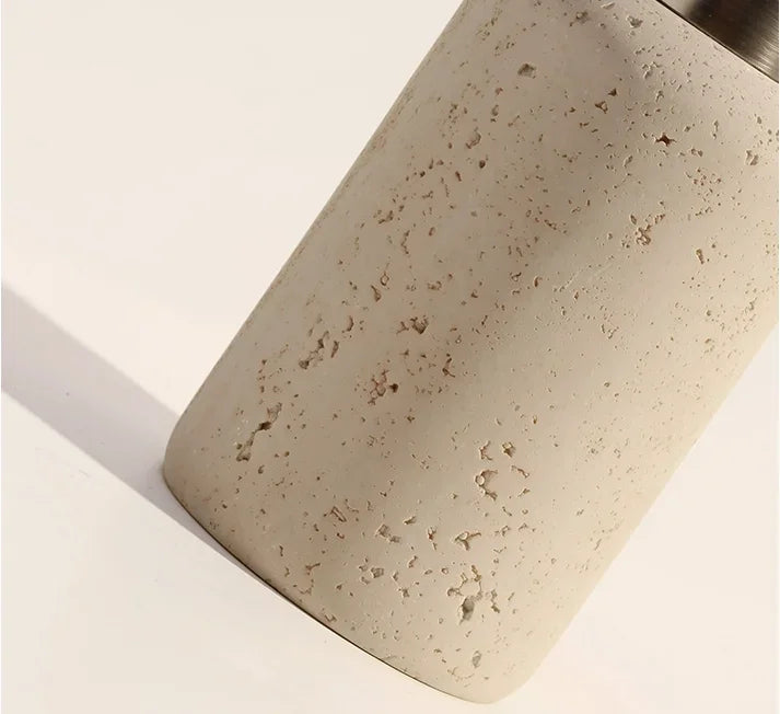 Natural Stone-Look Ceramic Bathroom Accessory Set (3-Piece)
