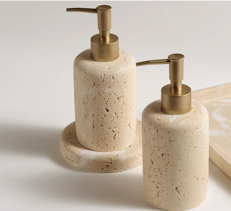Natural Travertine Bathroom Accessory Set (4-Piece)