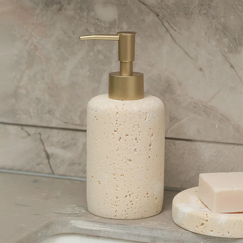 Natural Travertine Bathroom Accessory Set (4-Piece)