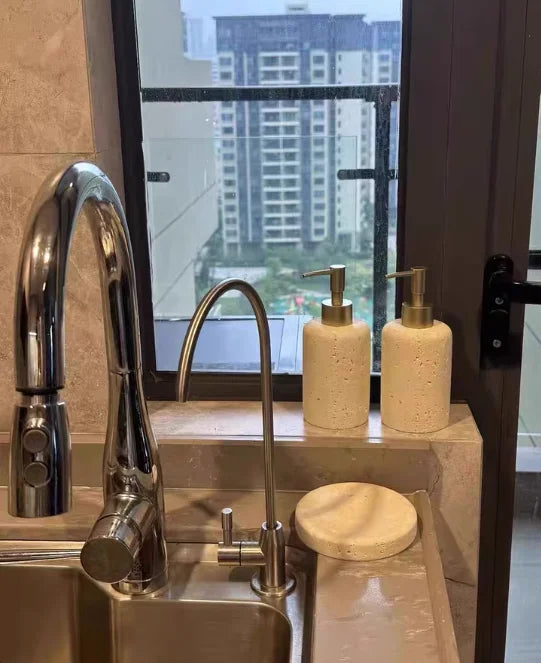 Natural Travertine Bathroom Accessory Set (4-Piece)