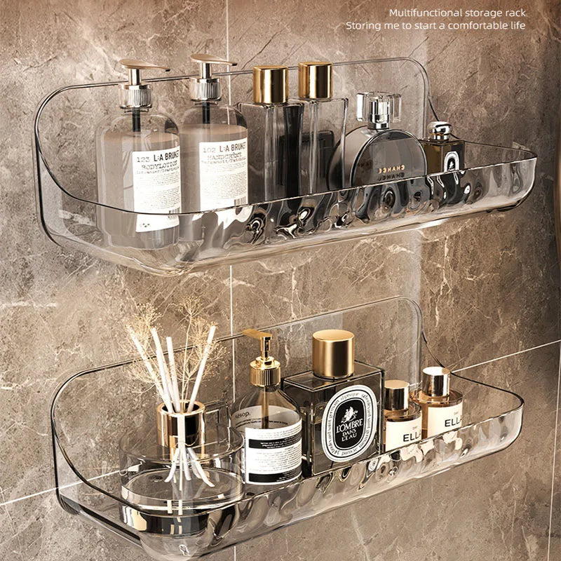 No-Drill Adhesive Clear Acrylic Floating Shelf (Raised Edge)