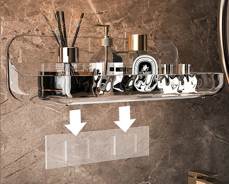 No-Drill Adhesive Clear Acrylic Floating Shelf (Raised Edge)