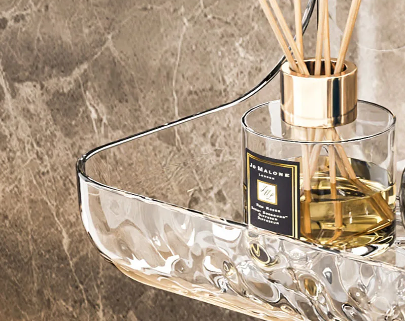 No-Drill Adhesive Clear Acrylic Floating Shelf (Raised Edge)