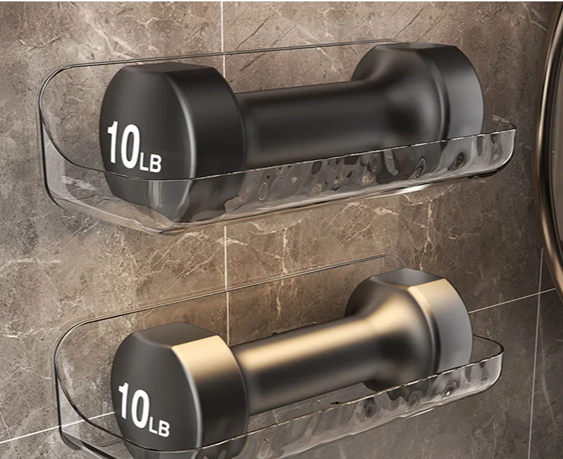 No-Drill Adhesive Clear Acrylic Floating Shelf (Raised Edge)