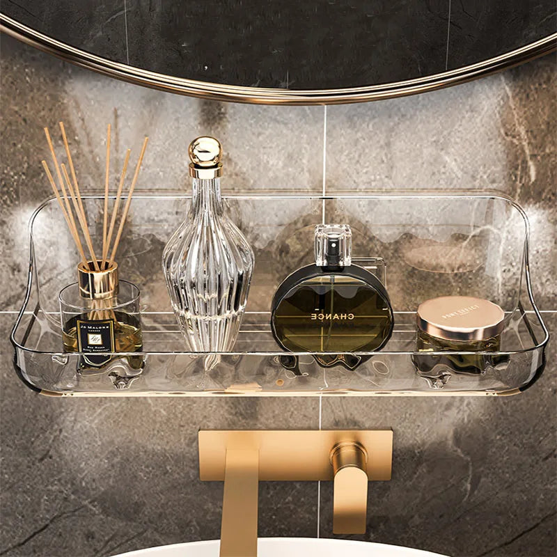 No-Drill Adhesive Clear Acrylic Floating Shelf (Raised Edge)