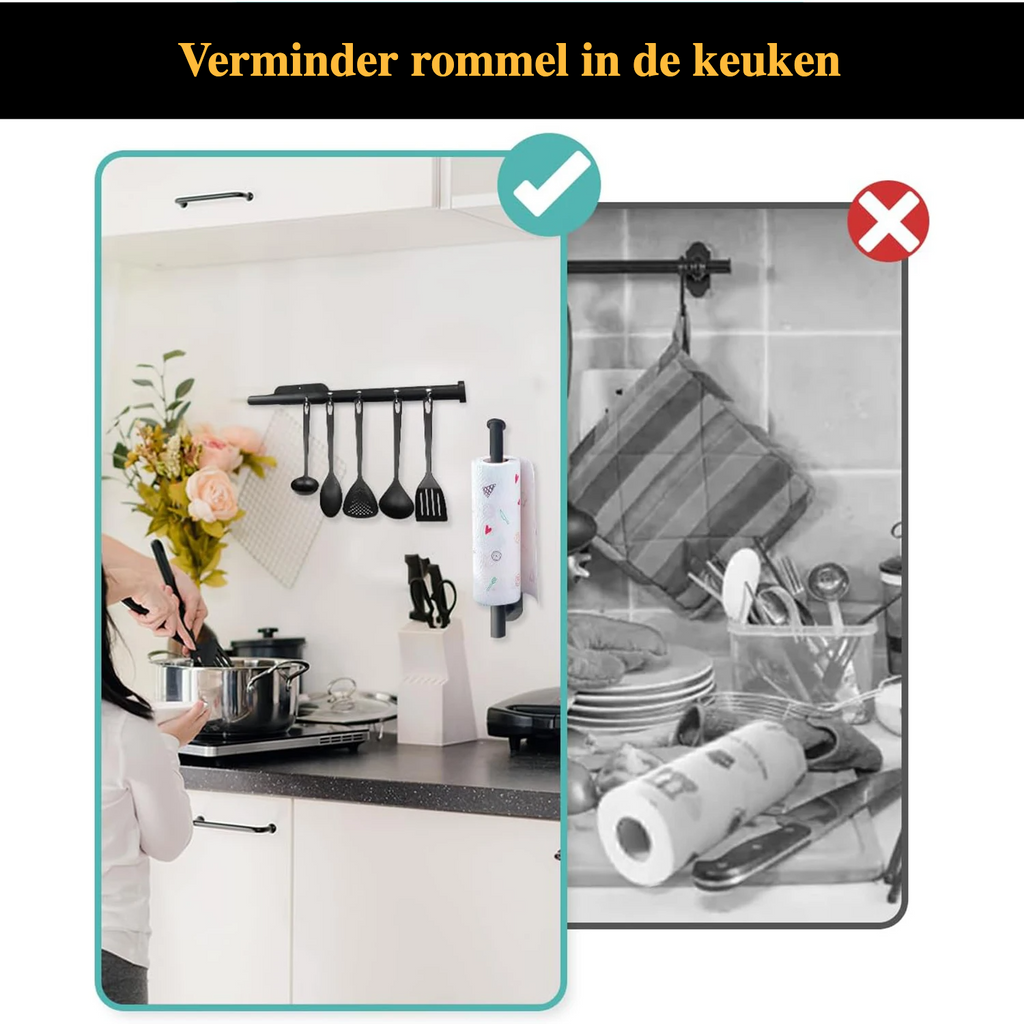 No-Drill Adhesive Paper Towel & Toilet Roll Holder (Under-Cabinet)