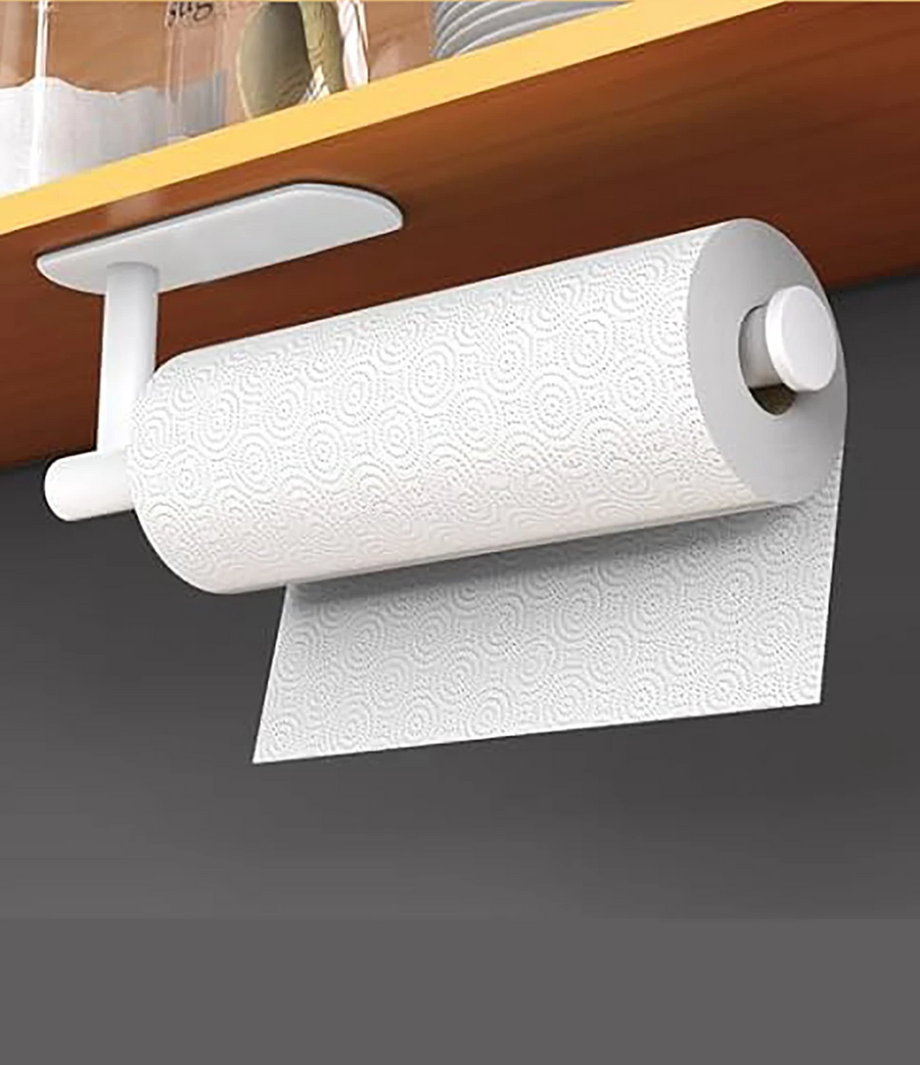 No-Drill Adhesive Paper Towel & Toilet Roll Holder (Under-Cabinet)