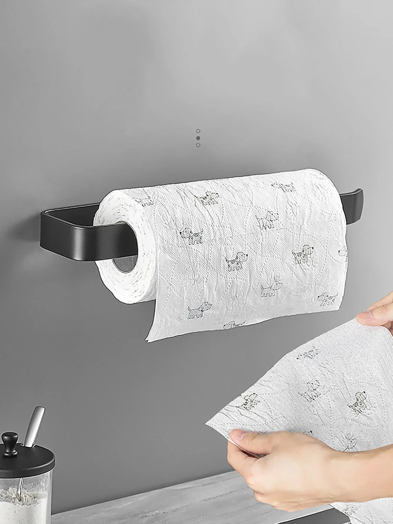 No-Drill Adhesive Paper Towel & Toilet Roll Holder (Under-Cabinet)