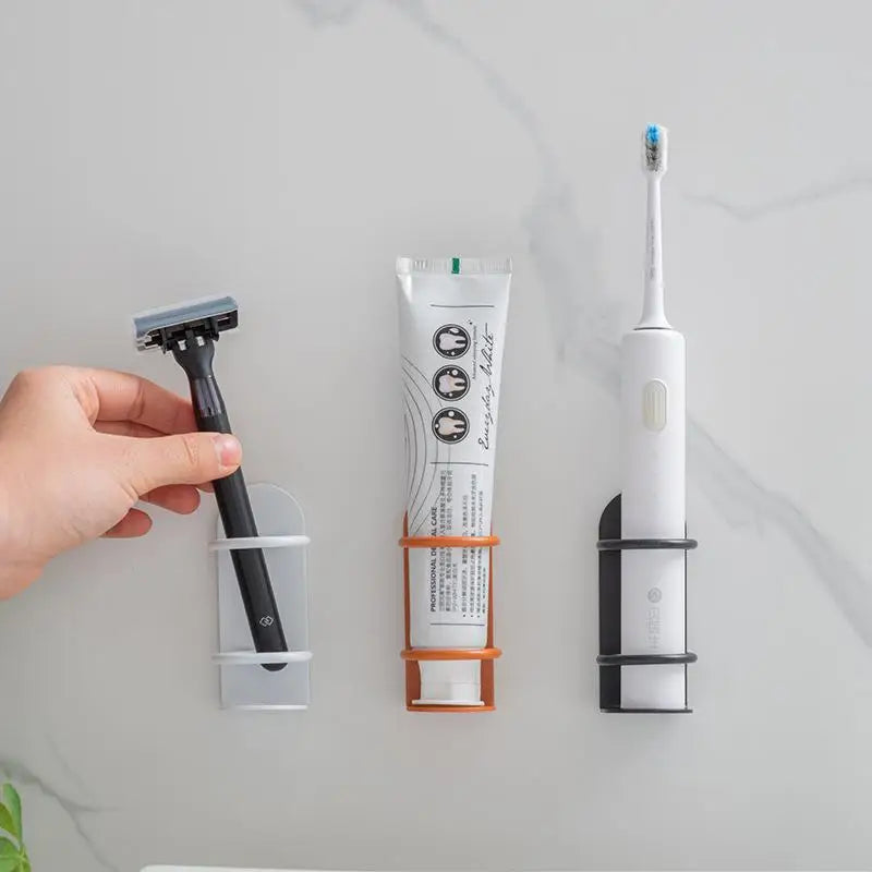 No-Drill Adhesive Rust-Resistant Carbon Steel Wall-Mount Toothbrush & Razor Holder