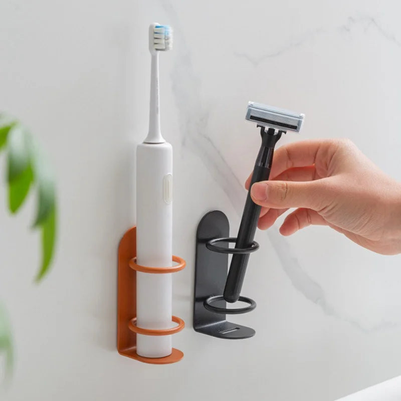 No-Drill Adhesive Rustproof Steel Toothbrush & Razor Holder
