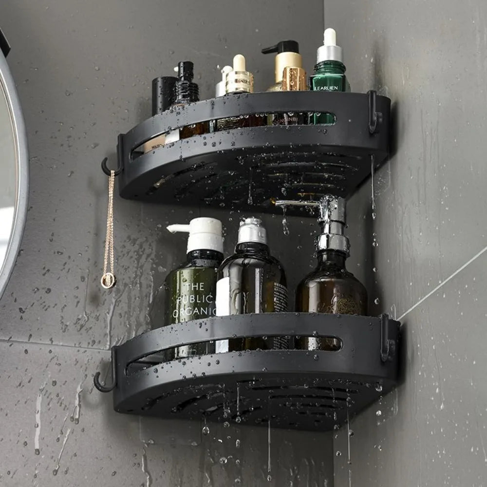 No-Drill Adhesive Waterproof & Rustproof Matte Black Shower Organizer (1-3 Pieces)