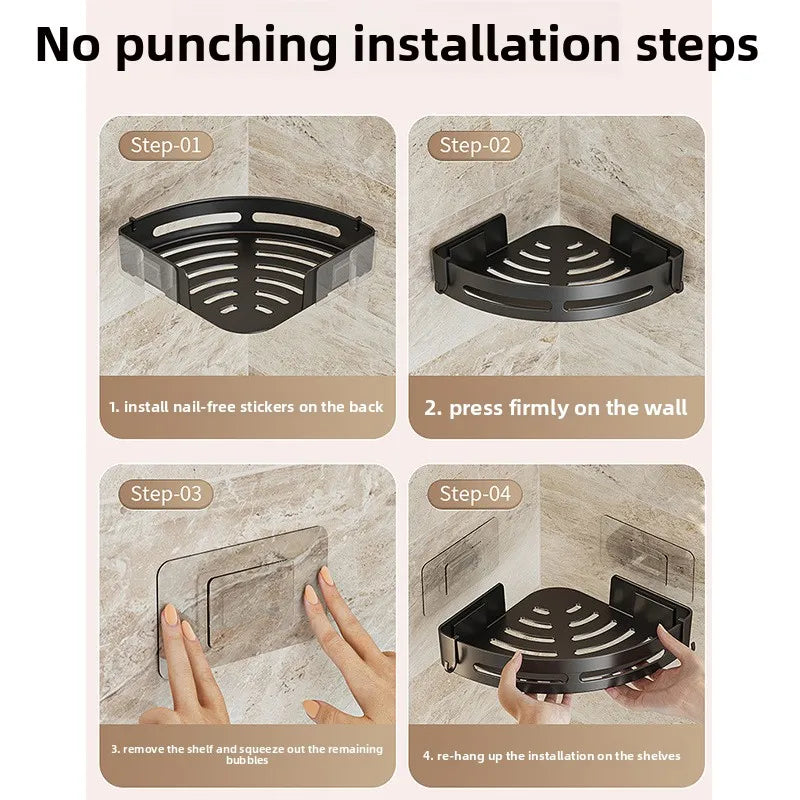 No-Drill Adhesive Waterproof & Rustproof Matte Black Shower Organizer (1-3 Pieces)