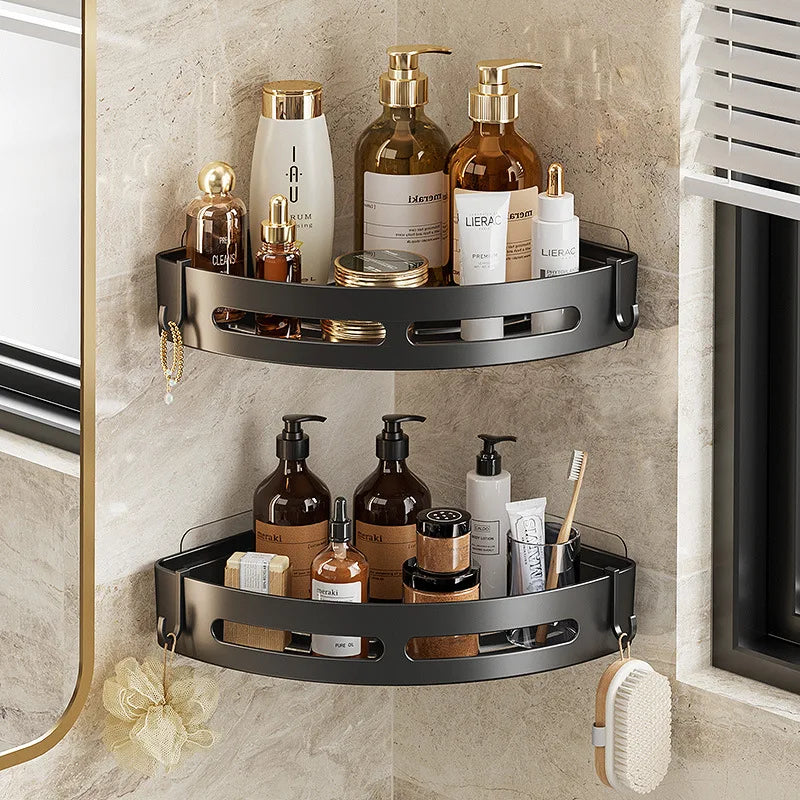 No-Drill Adhesive Waterproof & Rustproof Matte Black Shower Organizer (1-3 Pieces)