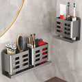 No-Drill Aluminum Wall Shelf (Toothbrush & Razor Holder)