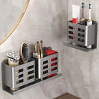 No-Drill Aluminum Wall Shelf (Toothbrush & Razor Holder)
